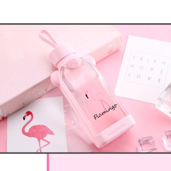 [ORGM] Botol minum kaca flamingo cactus 350ml