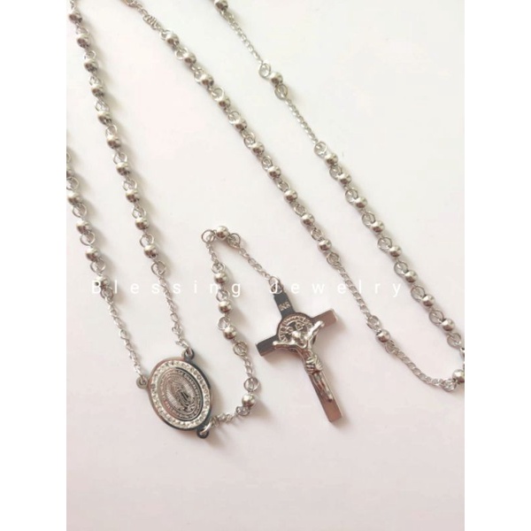 Kalung Rosario Warna Silver Pria dan Wanita 11