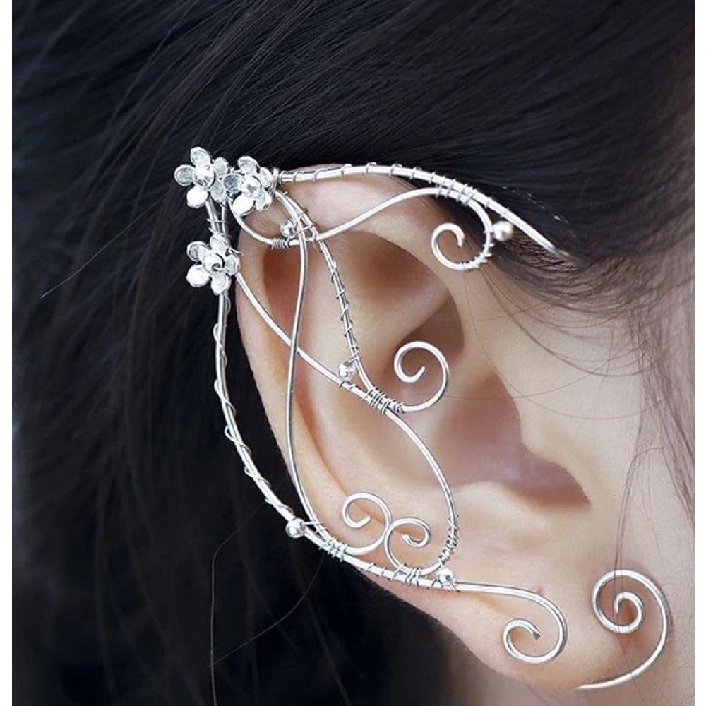 PREVA Filigree Fairy Wrap Earring Fashion Alloy For Female Long Charm Dangle Earring Vintage Clip-on Earrings