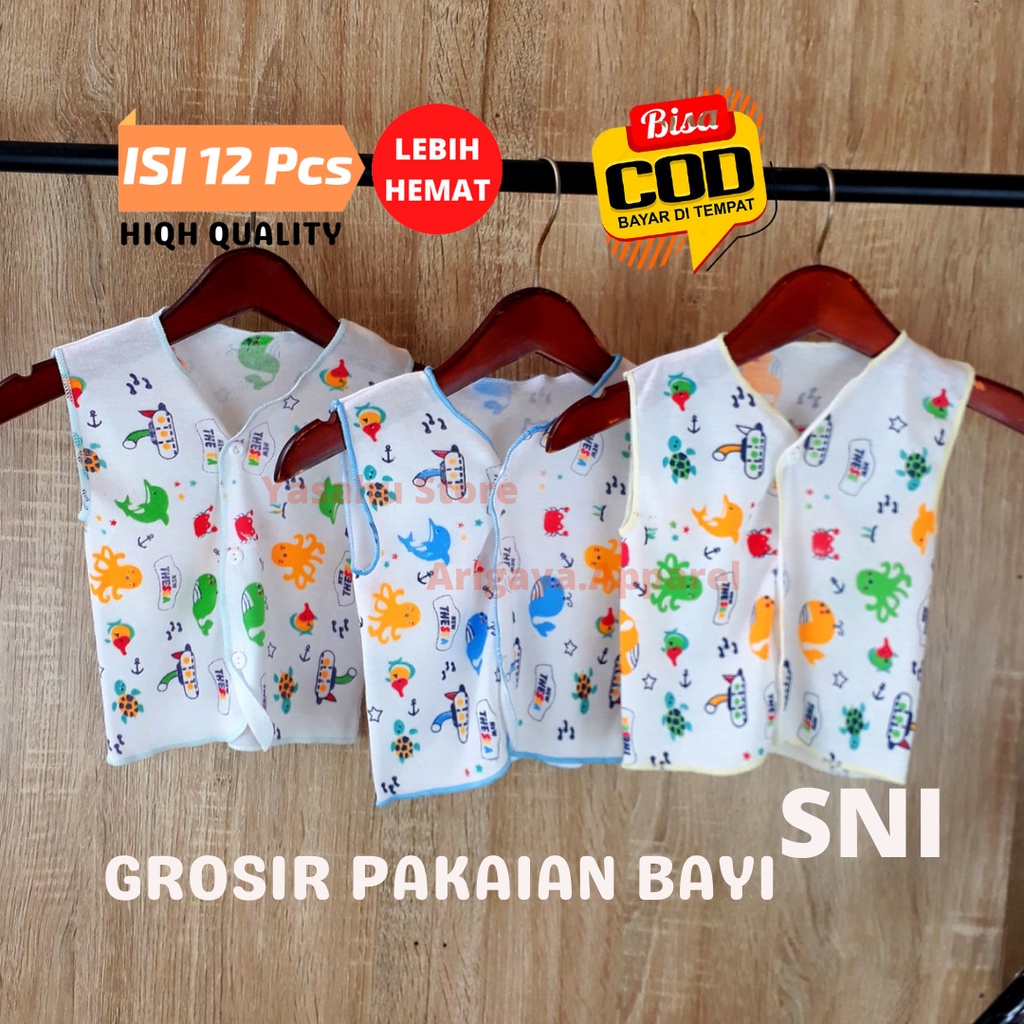 Isi 12 Pcs Baju Bayi Perempuan Laki Laki 0 6 12 Bulan Newborn Baru Lahir Lengan Kutung Isi 1 Lusinan