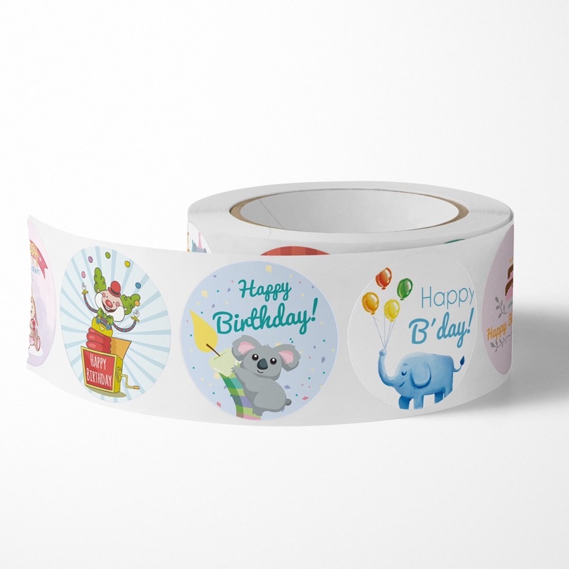 [500Pcs/Roll] Sticker Label Happy Birthday Packaging Stiker Ulang Tahun