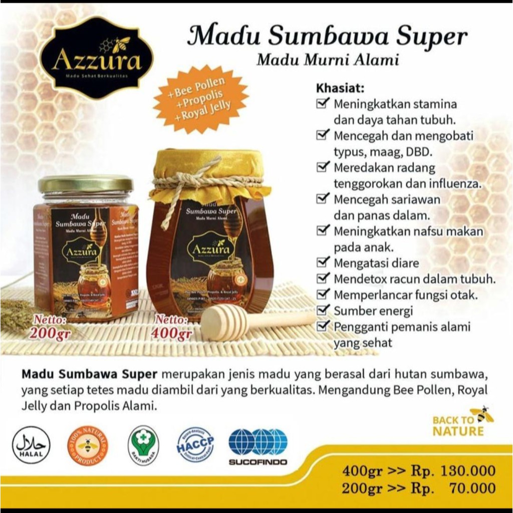 

Madu Sumbawa Super Azzura 200 gram