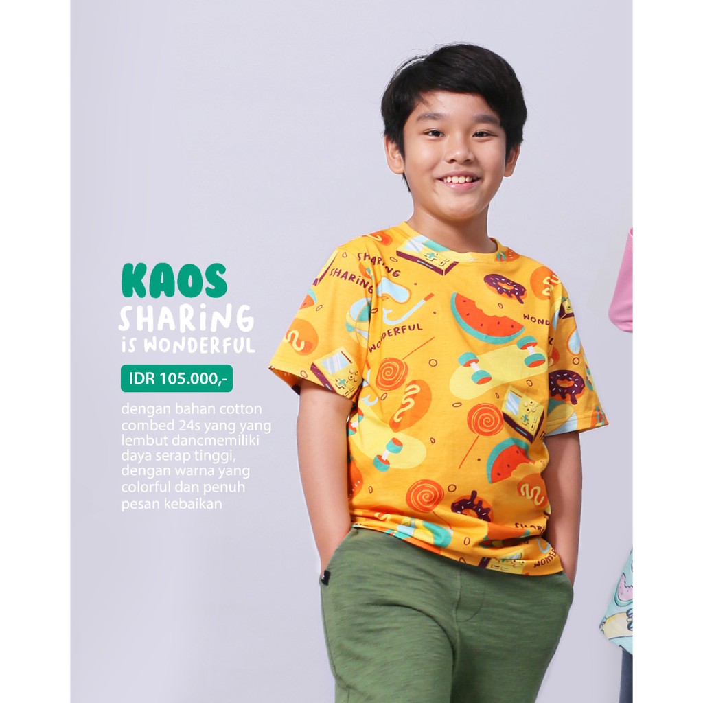 Kaos Afrakids Couple Full Sablon AF300 &amp; AF301 &quot;Sharing Is Wonderful&quot;