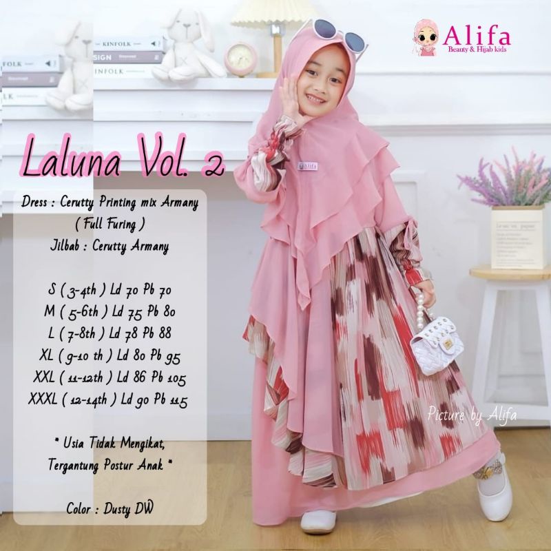 Laluna Kids Vol 2 Ori Alifa Hijab Kids Baju Muslim Gamis Anak Murah