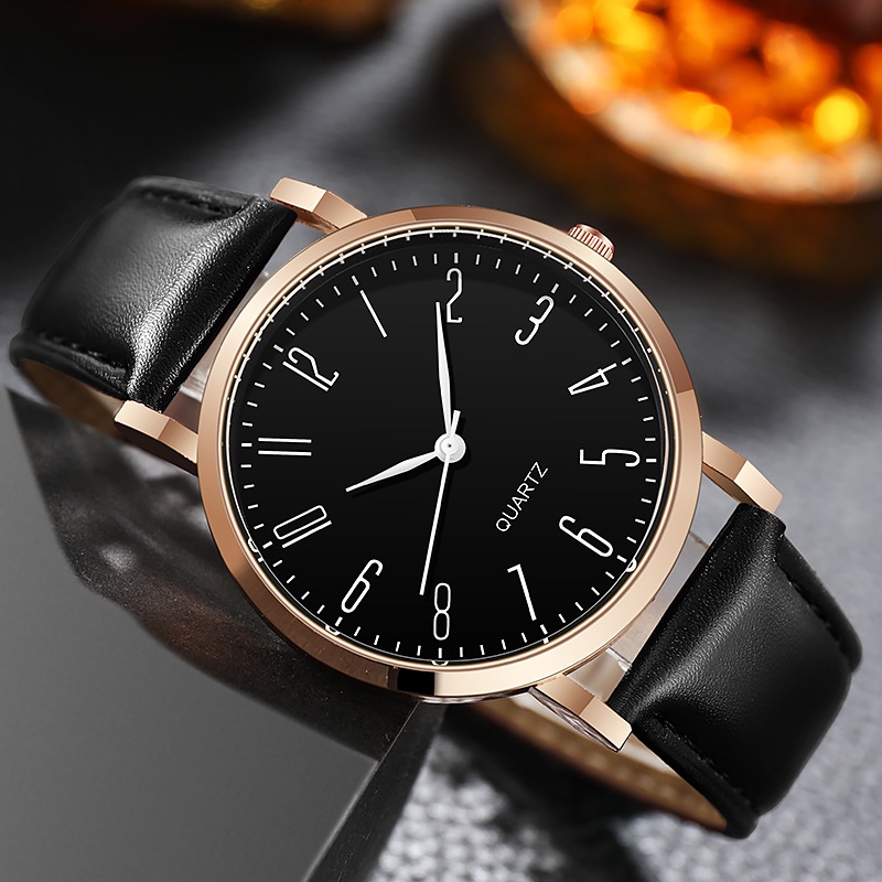 [READY] Jam Tangan Analog Pria Tali Pu Leather / Jam Tangan Pria Casual