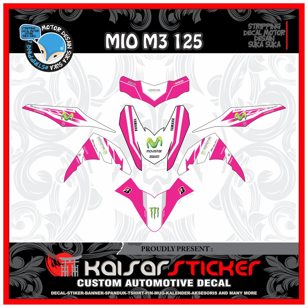 Decal Motor Sticker Motor Full Body Yamaha Mio M3 Movistar Pink