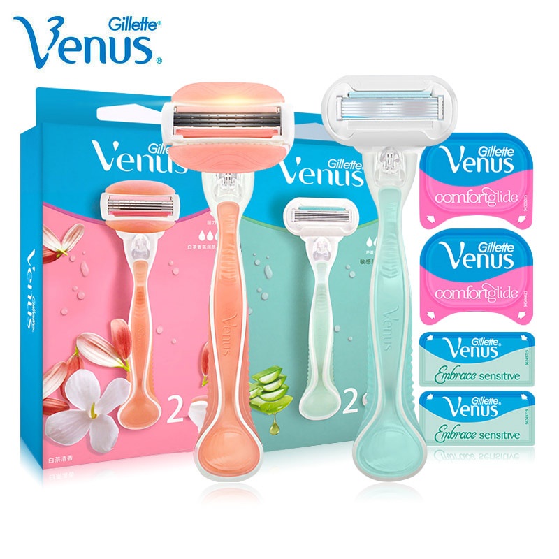 Gillette Venus Women Razor 5lapisan Pisau Dengan Sabun Pelumas Pencukur Aman Peka Penghilang Bulu Untuk Lady Body Hair Cutting