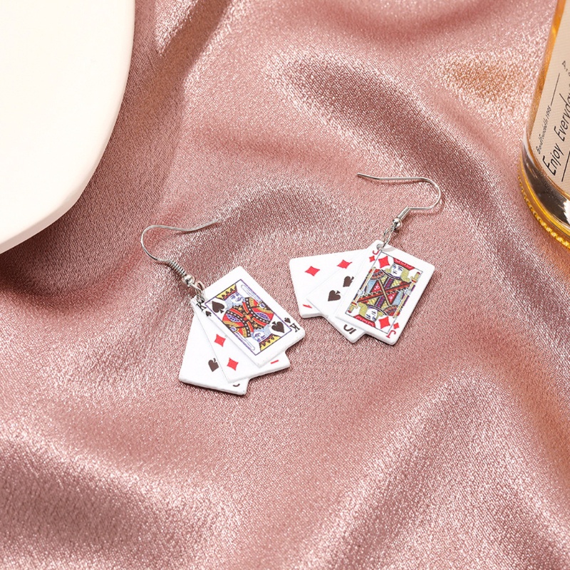 SIY  Poker Earrings Cool Personality Generous Earrings Cold Wind Net Red Accessories