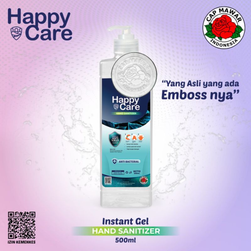 NEW HAND SANITIZER GEL 500 ML IZIN KEMENKES RI HAPPY CARE / HAND SANITIZER GEL / HAND SANITIZER