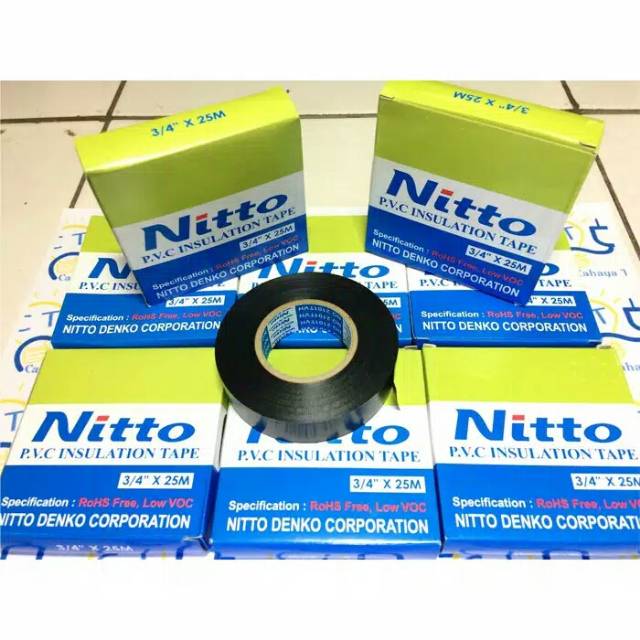 Isolasi Nitto / Tape Nitto PVC 3/4&quot; x 25 m - Hitam