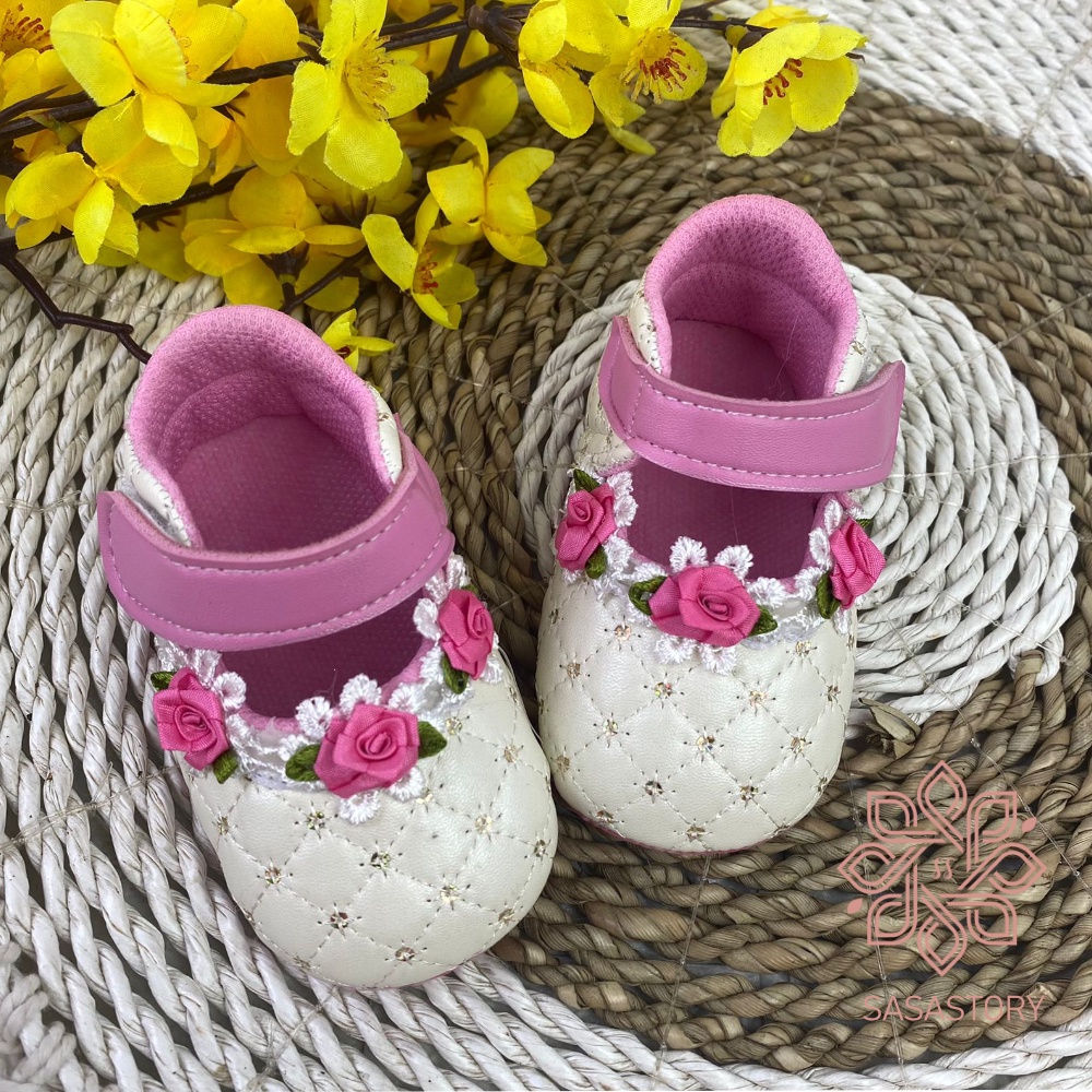 mandirishoestore-SEPATU PREWALKER ANAK PEREMPUAN PAYET BUNGA 0-12 BULAN XPY01