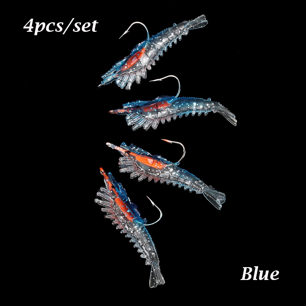 Shengyao 1Pcs Softworm Udang Umpan Pancing 6cm 3g Luminous Shrimp Fishing Lure Ikan Bass Wobbler Kail Memancing Tackle