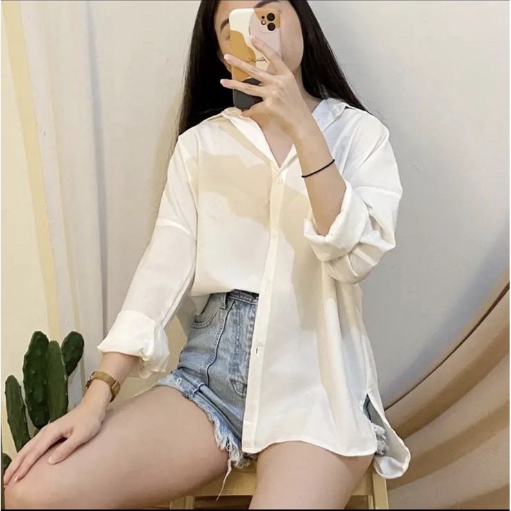 BEFAST - ZEC OOTD Kemeja TANHA / Qelsi SHAKILA Oversize Shirt / Pakaian Wanita / Kemeja Oversize Wanita Kekinian / Fashion Wanita Kerja / Kem Bisa Di Jadikan Outer / Kemeja Jumbo Polos / Fashion Modis Wanita / Terlaris