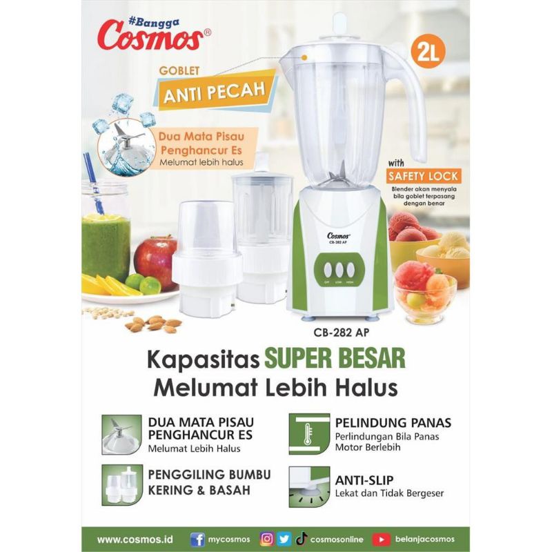 Cosmos Blender Plastik Anti Pecah 2 Liter CB282AP 380 Watt