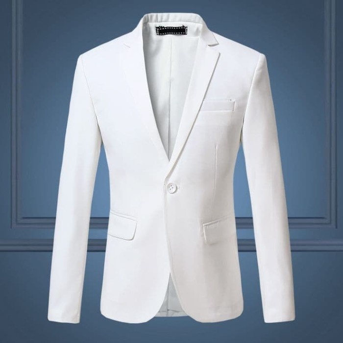 Pria-Blazer- Blazer Korea Pria Slimfit Tommy Full White High Twist Original Nikayu - S, Putih