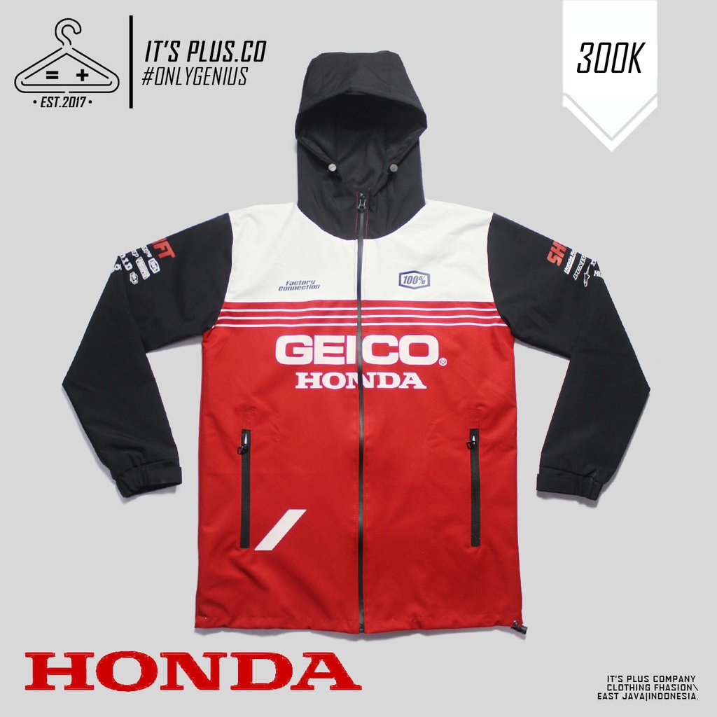 Honda Geico Jaket Parasut Waterproof Motocross Trail Offroad Enduro Adventure Racing Team Type 1
