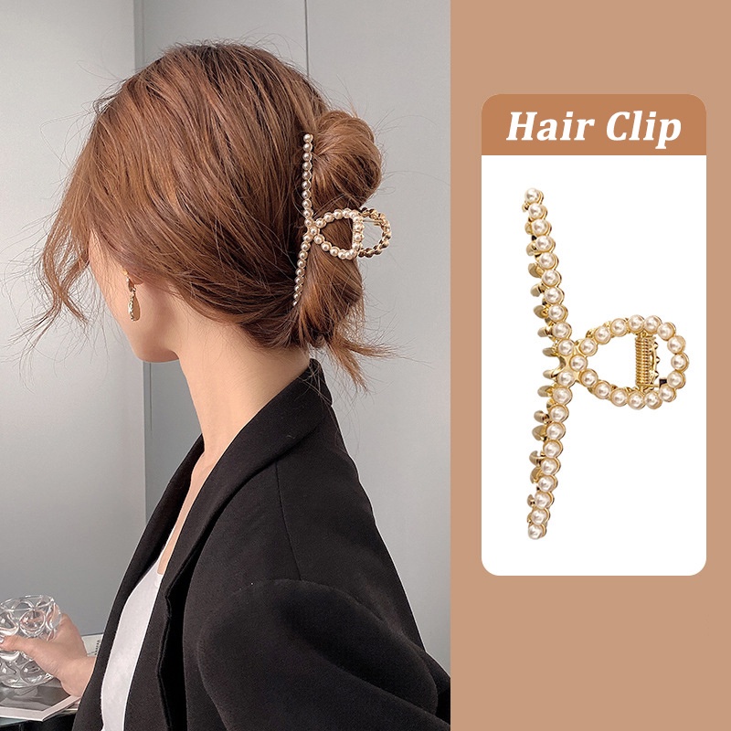 AY(CN) Jepit Rambut Bentuk Kupu-Kupu Aksen Kristal Dan Mutiara Bahan Resin Gaya Korea Untuk Wanita