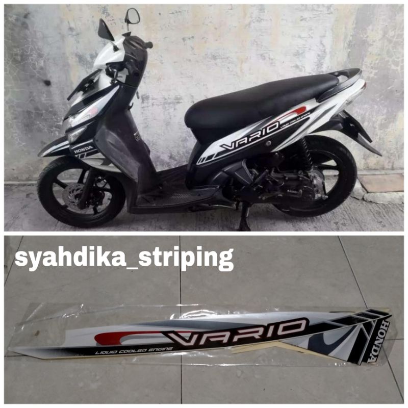 STIKER STRIPING LIS BODY HONDA VARIO 110 KARBU 2009 PUTIH HITAM