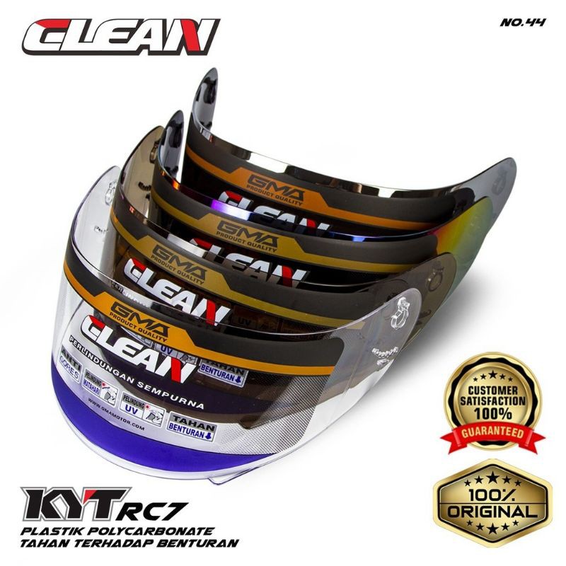 KACA VISOR FLAT KYT R10 RC7 K2R GMA Iridium Silver Light Smoke Pelangi Clear Bening Clean