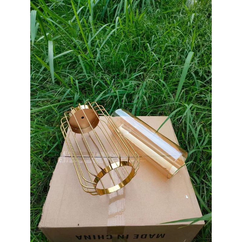 Glass Vase With Bracket / Hiasan Meja/Vase Ava luxury metal/Luxury Transparan/Bunga Angrek kuning