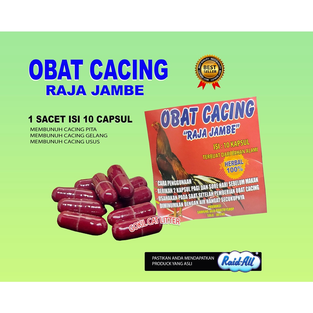 OBAT CACING AYAM-RAJA JAMBE-MEMBUNUH CACING PITA,GEKANG,USUS,-