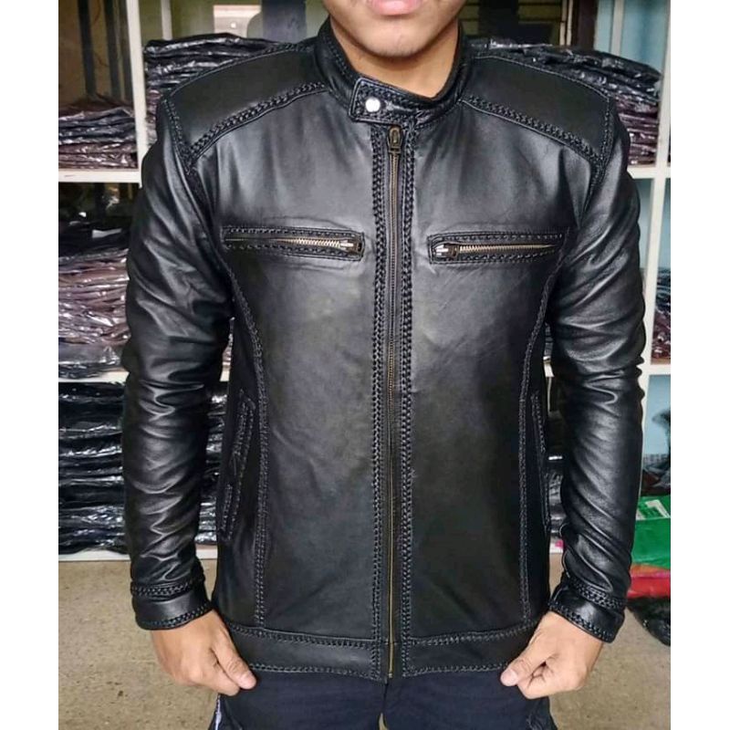 Jaket Pria Kulit Asli Domba Original Model Sulam Jaket Pria Kulit Asli New Elegant Made in Sukaregang Garut