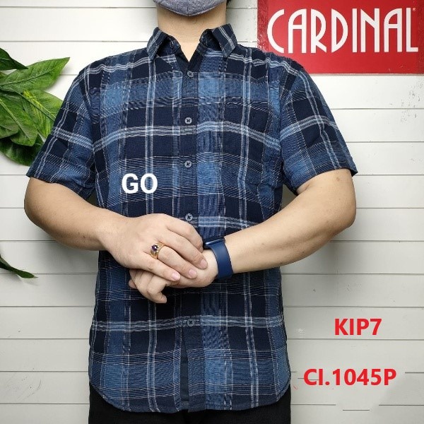 gos KIP CARDINAL KEMEJA SLIMFIT Pakaian Atasan Pria Hem Casual Santai Motif Original Lengan Pendek
