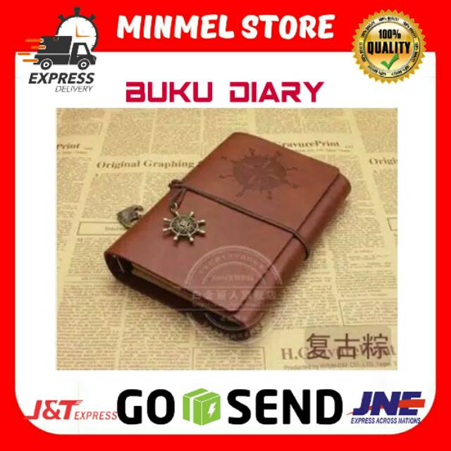 BUKU DIARY AGENDA CATATAN BINDER KULIT TEMA RETRO VINTAGE PIRATE DIARI UKURAN A5 COKLAT