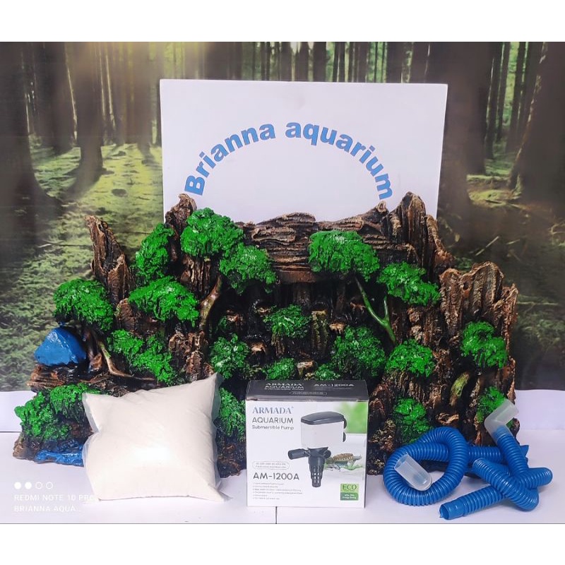 tebing air terjun 2pipa panjang 60cm fullset aquascape