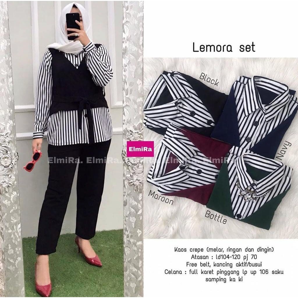 Lemora Set / Setelan Baju Dan Celana / Setelan Wanita Terbaru 2021 Remaja / Setelan Baju Dan Celana 