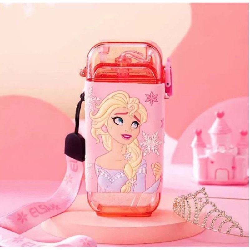 DISNEY Botol Minum Anak Unik /  ORIGINAL Disney water bottle Elsa Mickey donald Cars / Botol Minum Anak disney-280ml Elsa Pink
