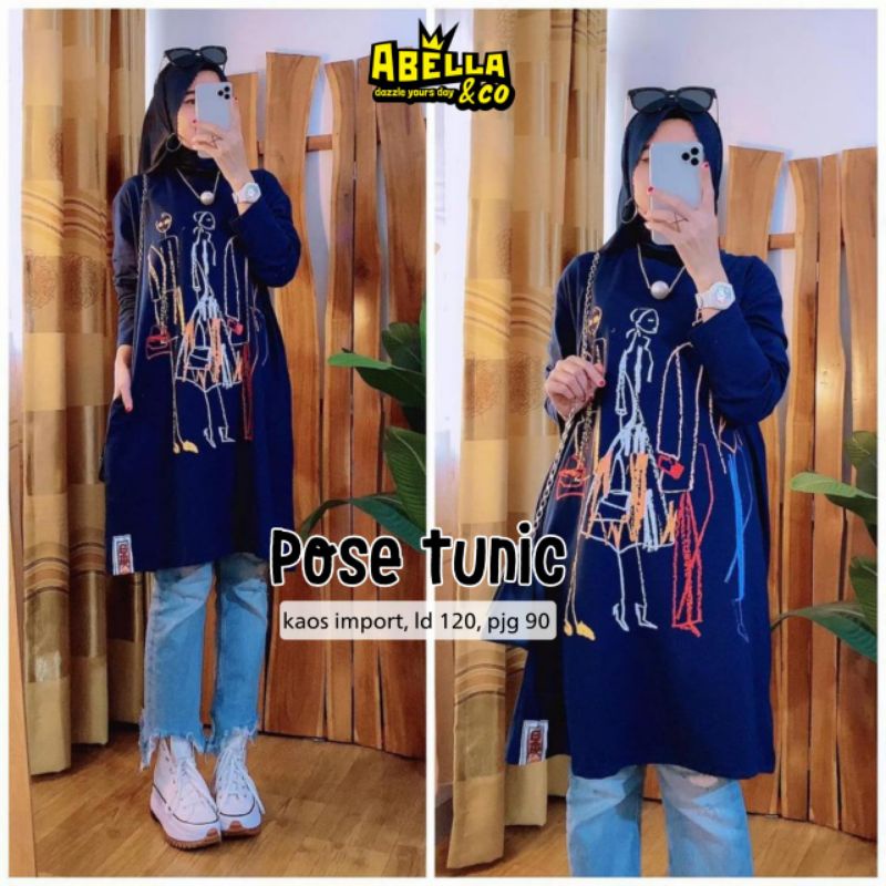 Pose tunik jumbo kaos import premium By Abella