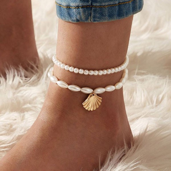 gelang kaki mutiara shell pearl anklet (3e2) jge095