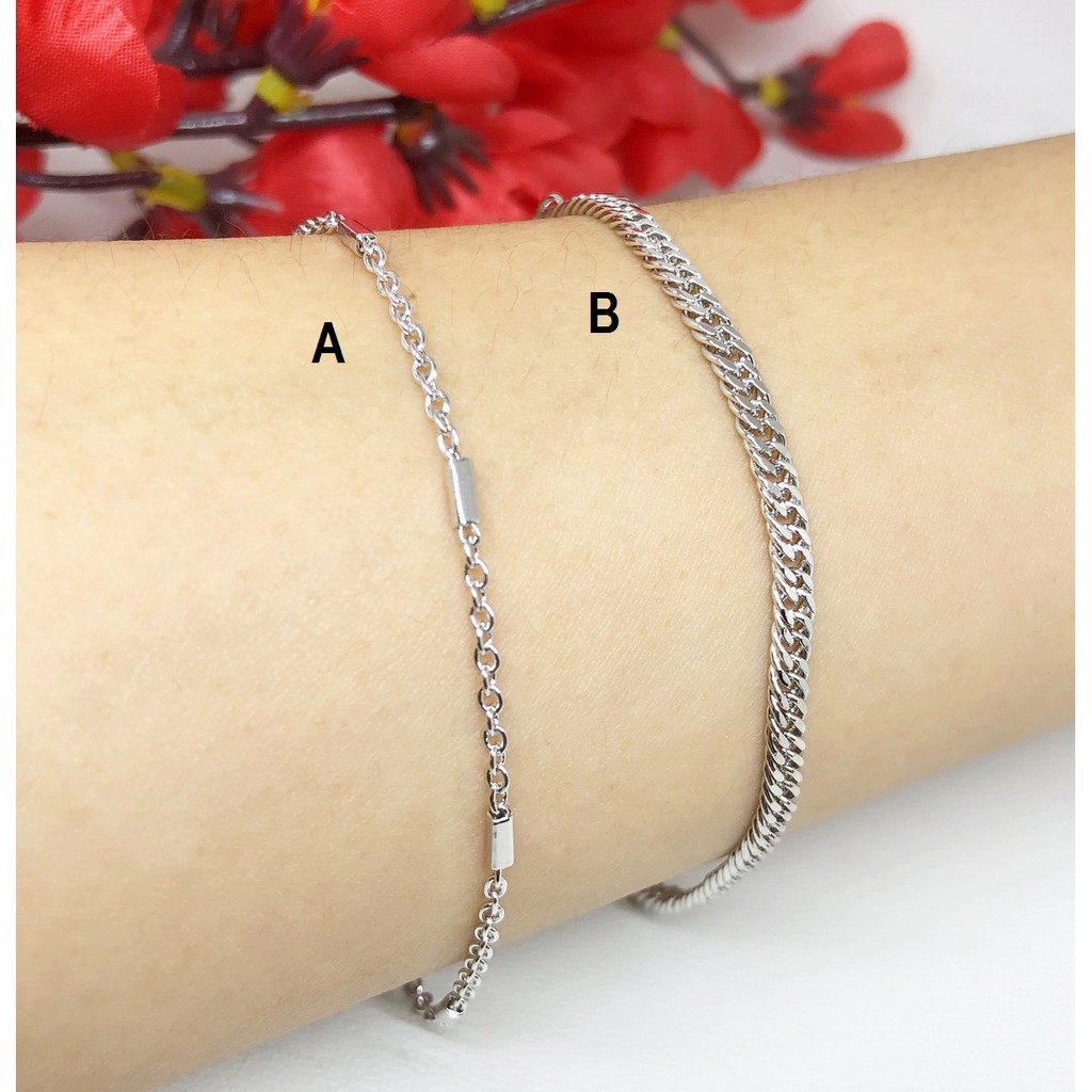 Gelang Tangan Rantai Bola Plat Batu Putih Love - BB361