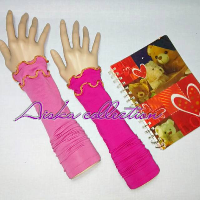 TERLARIS Handsock CURLY GOLD&quot; 2 layer / Handsock Renda Curly / Manset Tangan / Handsock Muslim