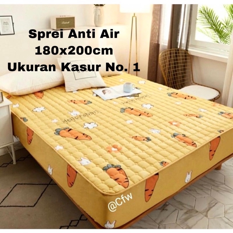 SPREI WATERPROOF UKURAN 180X200X25cm / SPREI ANTI AIR-KUNING WORTEL