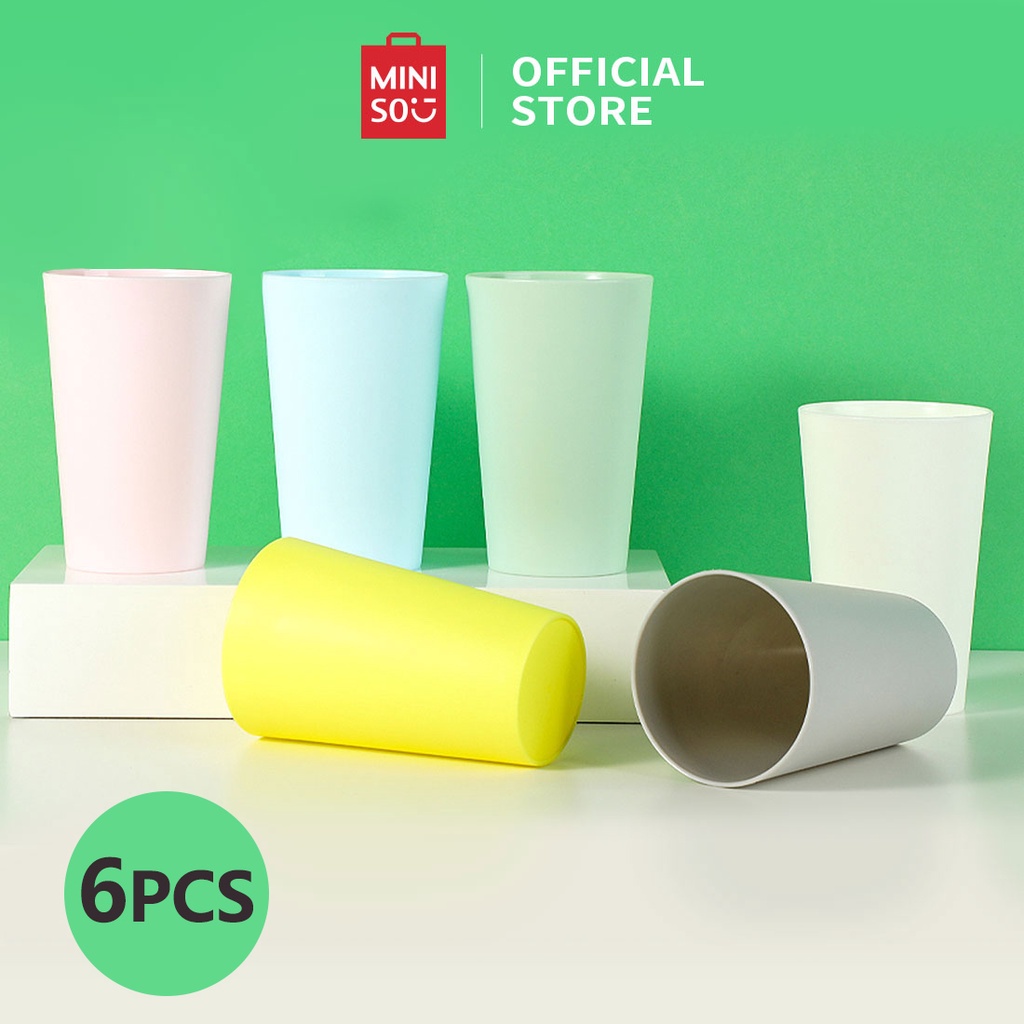 MINISO Gelas Plastik 6 Buah Kuat Cangkir Elastis Multifungsi BPA Free Gelas Teh Kopi Serbaguna