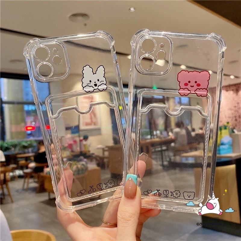 Soft Case Transparan Motif Kartun Beruang Kelinci Untuk iPhone 11 12 13 14 Pro MAX XR X XS MAX 6 6s 7 8 Plus SE 2020