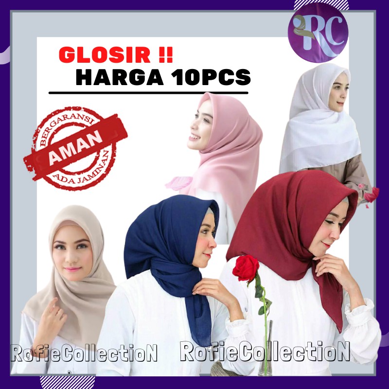 {10pcs] grosir jilbab segi empat paris premium - hijab glosir paris kerudung termurah premium