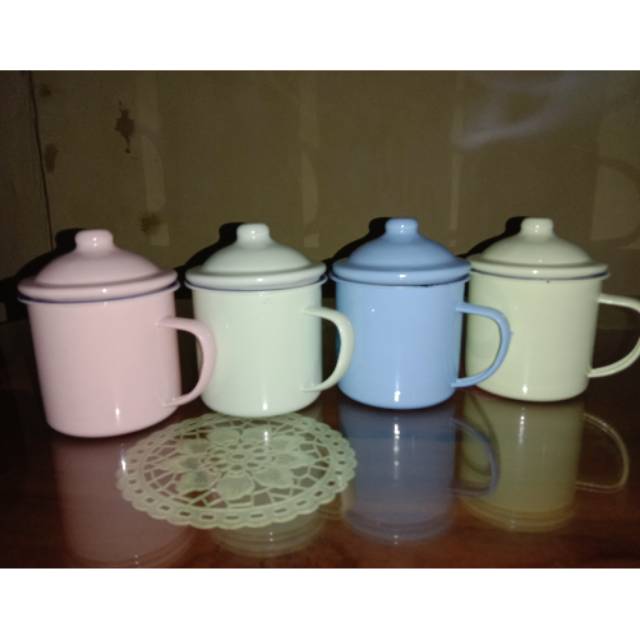 Cangkir enamel seng blek jadul vintage Cangkir minum 