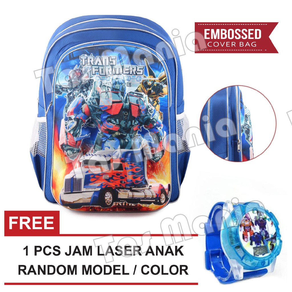 PTS - Ransel Sekolah Anak Cowo / Laki Laki Karakter - Big Emboss + FREE Jam Tangan Laser .PTS