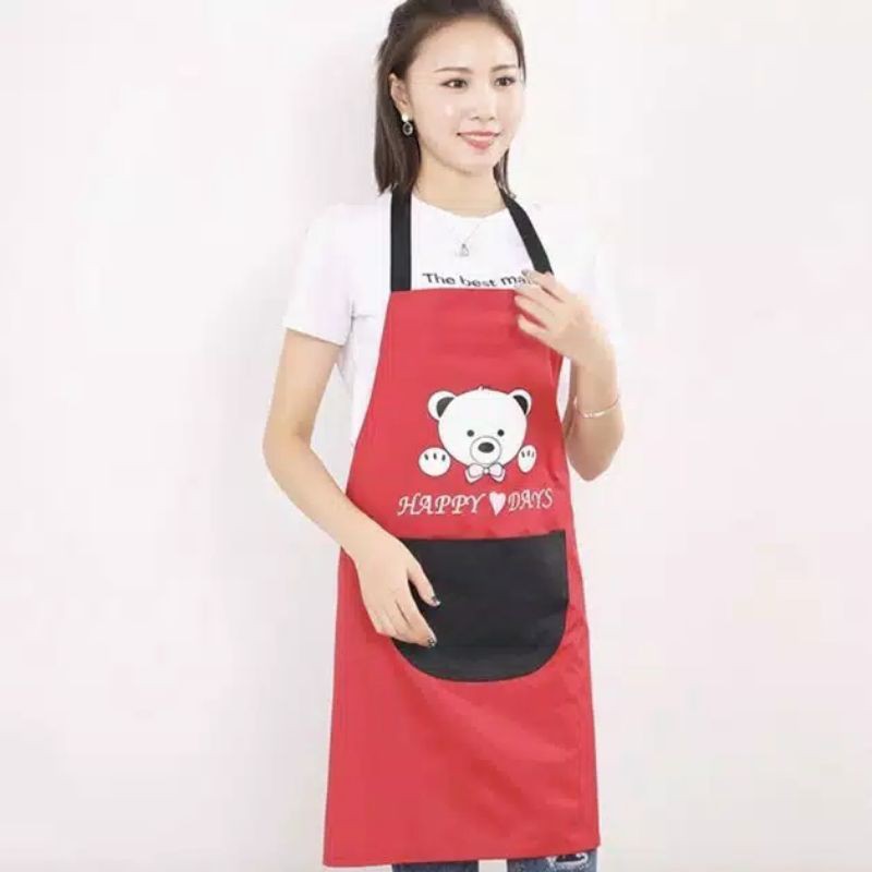 BS314 Celemek Dapur Motif Beruang / Apron Masak Dapur