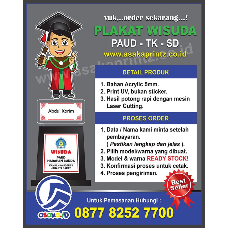 unik patung wisuda figur akrilik ketebalan 3 mm