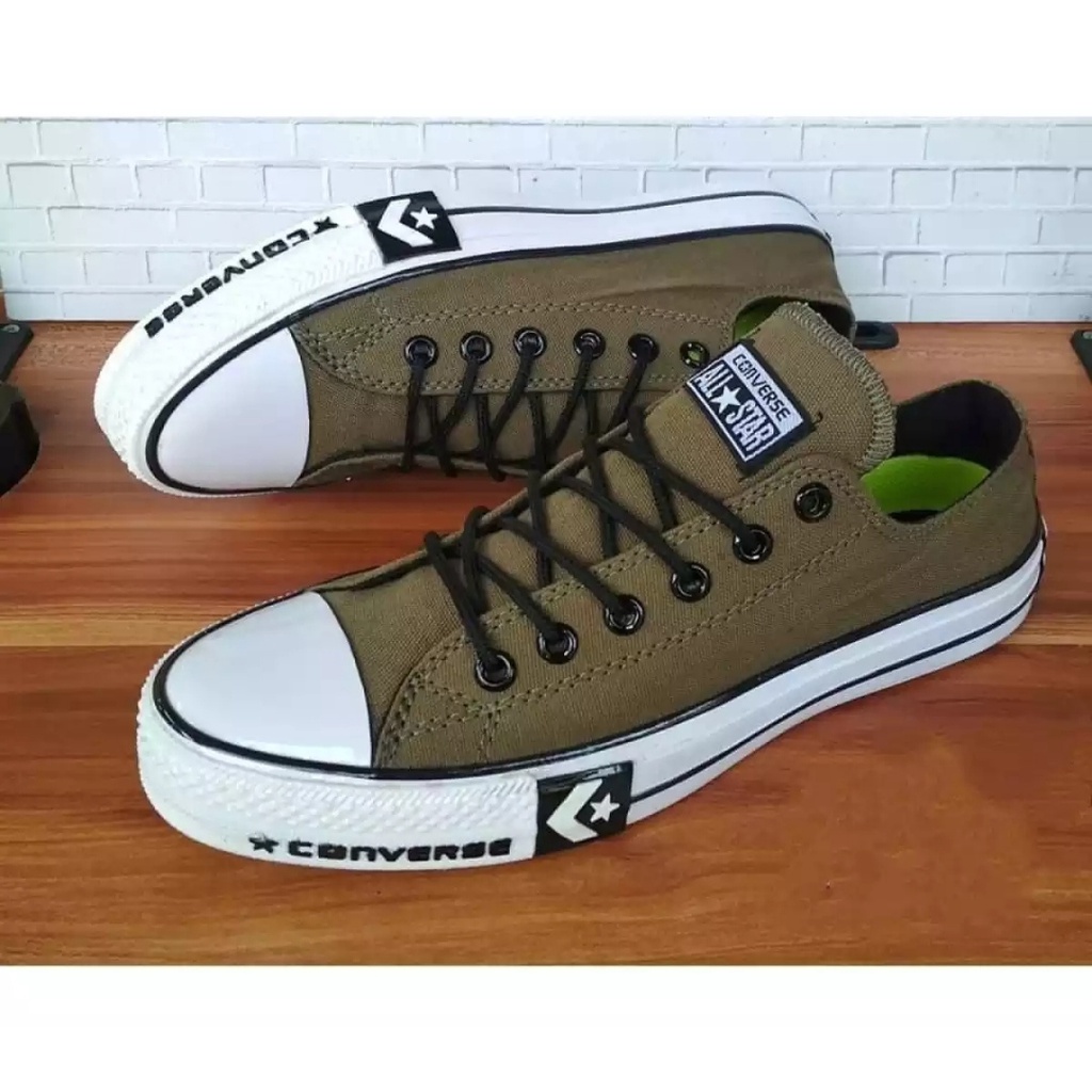 Sepatu Pria Converse allstar CT Low Coklat Chuck Taylor 70s Original Conversee Terbaru Limited edition Converse Terbaru 2022 Sepatu Sneakers Terbaru Converse  Chuck Taylor ll low pendek army black ox white