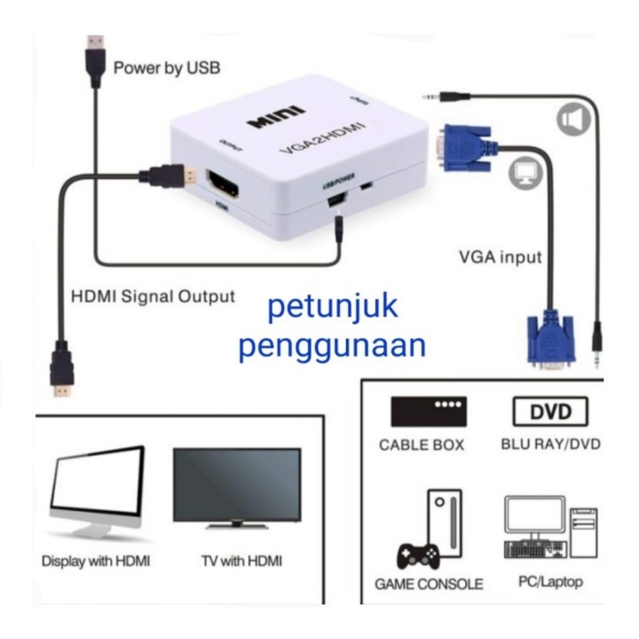 Converter VGA to HDMI Adapter - konverter VGA to HDMI