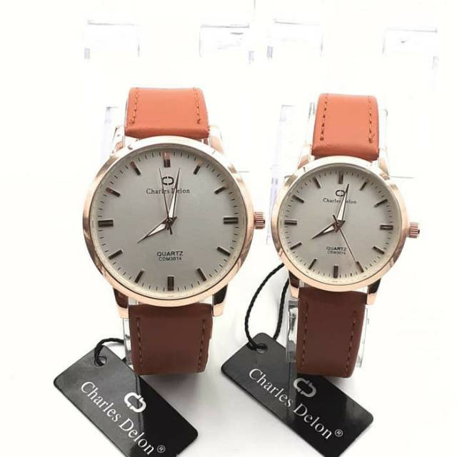 JAM TANGAN COUPLE TALI KULIT CHARLES DELLON ORIGINAL BEST SELLER