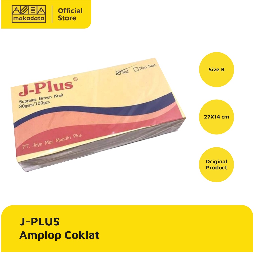 

AMPLOP COKLAT KRAFT (B) J-PLUS SEAL 80 GSM 100 LEMBAR MURAH