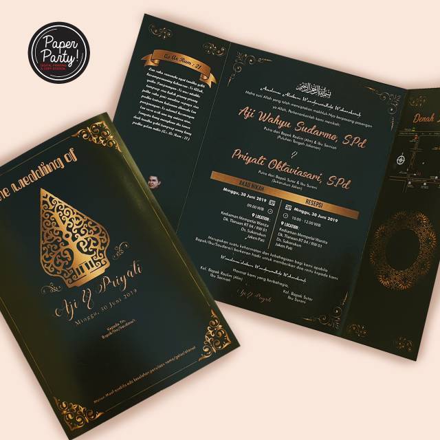 Undangan pernikahan temu manis hitam gold/vintage wedding invitation