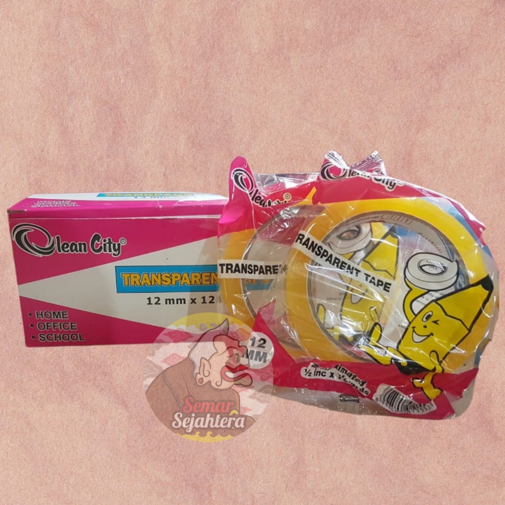 

[PCS] OLEAN CITY TRANSPARANT TAPE / ISOLASI BENING OCI 1/2 INCH / 12 MM + DUS*