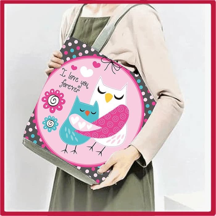 Promo Tas Tote Bag Wanita Totebag Import Kanvas Korea Miniso TTB 08 - Putih Berkualitas